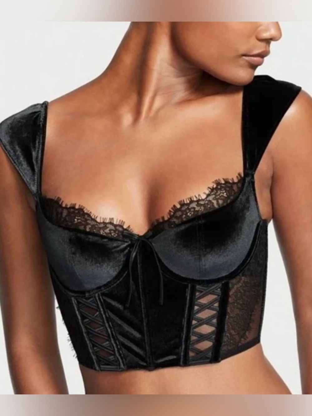 NWT Victoria’s Secret black velvet corset bra top